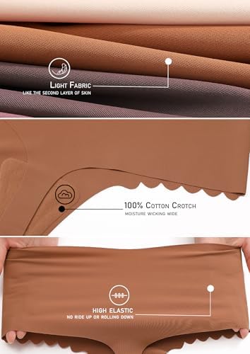 Image of ALL OF SHE Thongs for Womens High Waisted Seamless Underwear for Women 6 Pack Wave Edge No Show Sexy Panties