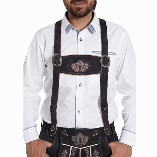 Image of Bavarian Suspenders for men | Authentic Lederhosen suspenders with buckles for Oktoberfest Costume