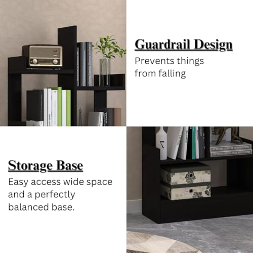 Image of Callas Adjustable Wood Desktop Storage Organizer Display Shelf Rack | Spice Rack | Counter Top Bookcase Book Shelf | Home Decor Display & Storage Rack Cabinet Unit | Parent (BR-12 Black)