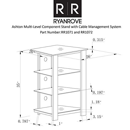 Ryan Rove Ashton Multi-Level Media Component Stand - Living Room Furniture, Home Theater System, Entertainment Center, Console Shelf and Storage Rack - Cable Management, Glass Shelves - Wood Cherry