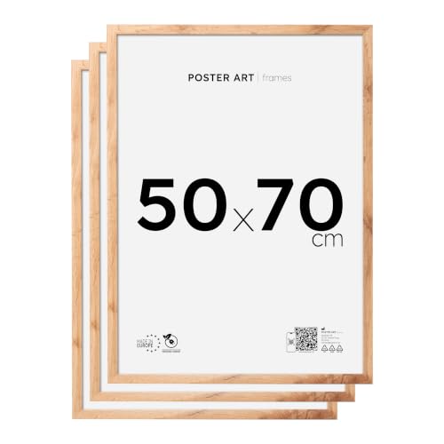 POSTER ART Bilderrahmen 50x70 cm 3er Set aus MDF und Acrylglas Wotan Eiche