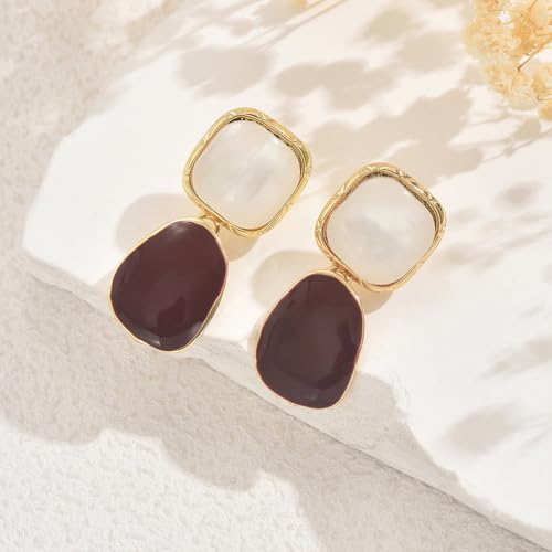 Statement Gold Drop Earrings Dangly for Women Dainty Unique White Dark Red Crystal Dangle Stud Earring Minimalist Geometric Prom Party Jewelry Gifts4