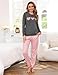 Marvmys Schlafanzug Damen Lang Pyjama Set Baumwolle Zweiteiliger Nachtwäsche Winter Sleepwear und Bedruckte Pyjamahose