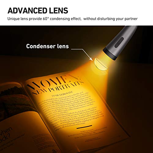 LITOM Amber Neck Light, Eye-Caring Anti-Blue Book Light 4 LED Reading Light with 3 Colors 6 Brightness, Rechargeable up to 80H for Reading in Bed, Knitting, Camping, Repairing