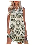 Floerns Women's Boho Graphic Short Dress Summer Sleeveless Beach Vacation Sundress Green X-Large