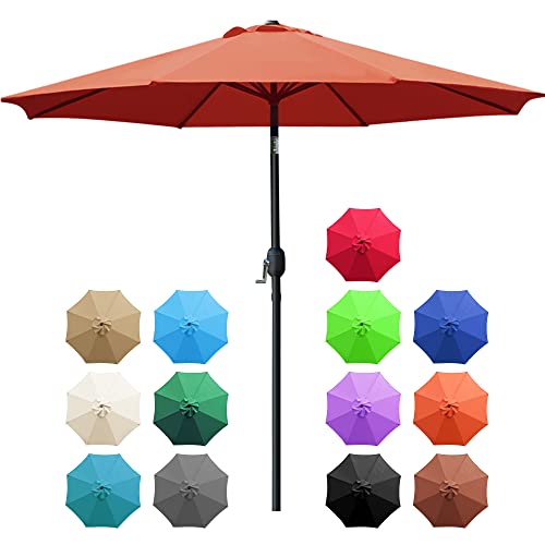 Sunnyglade 9' Patio Umbrella Outdoor Table Umbrella with 8 Sturdy Ribs