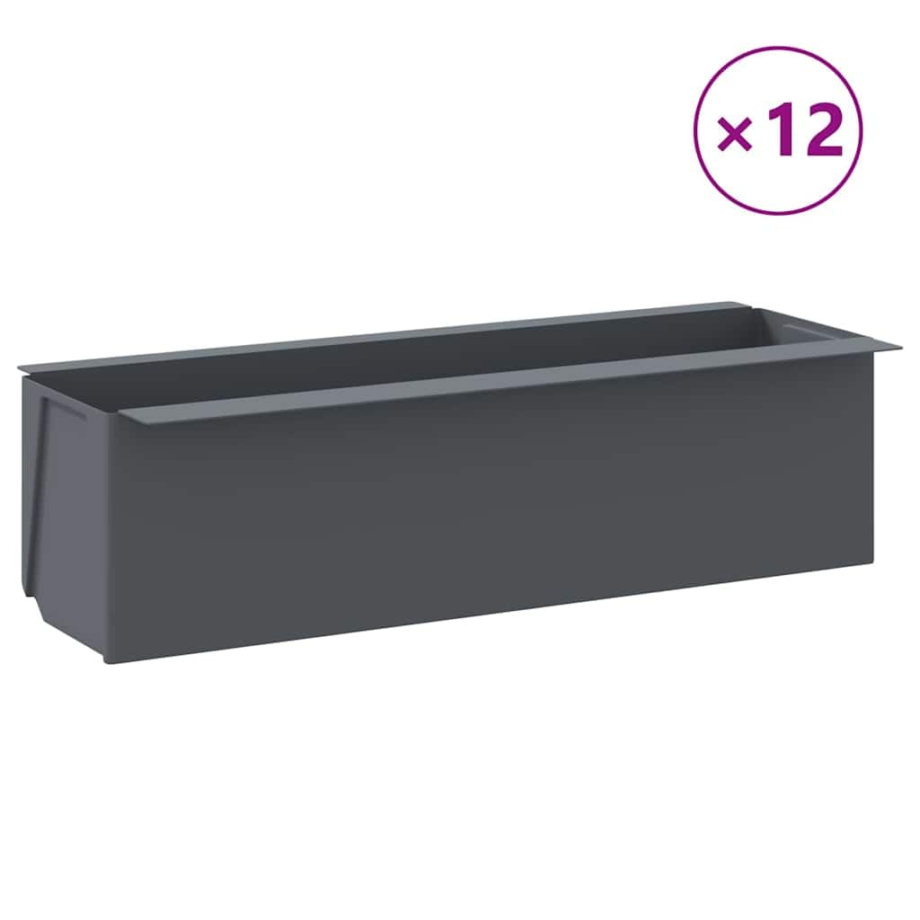 Graue Pflanzkästen für Europaletten 12 Stück aus PP 36x13,5x9,5 cm Hochbeet Balkon Garten