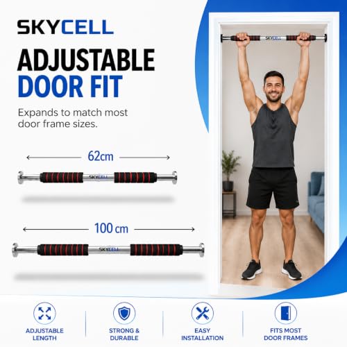 Image of SKYCELL Heavy Duty Door & Wall Mounted Pull Up Bar for Home Workout - Steel Coat Multi-Grip Pull-Up Bar EasyFit Alternative