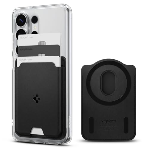 Image of Spigen Valentinus (MagFit) Magnetic Card Holder up to 3 Cards, Designed for Galaxy Z Fold, Galaxy S26 /S25 Ultra /Edge /Plus, Pixel 10 Pro /Pro XL /Fold, iPhone 17 /16 /15 /14 /13 /12 Models - Black