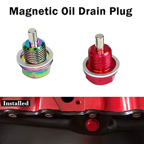 Moonlinks Magnetic Oil Drain Plug M12x1.5 For Most BMW, Ford,Red Magnetic Sump Drain Nut Oil Drain Repair Bolt For All Other Car Models With 12x1.5 Threaded (M12x1.5, Red) - Thumbnail 7