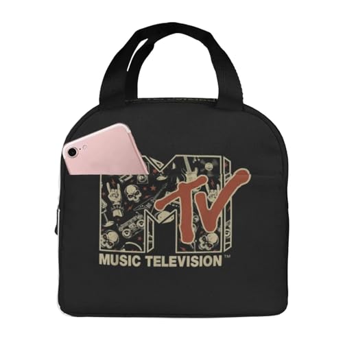 ASDCTYTKO MTV Rock N Roll Música Guitarra Heavy Metal Vintage Bolsa de Almuerzo Térmica portátil Oxford Bolsa de Trabajo Viaje Colegial Regalo del festival
