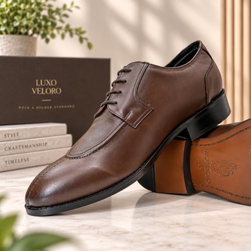Image of Grandeur Derby Italian Leather Brown Shoe for Men