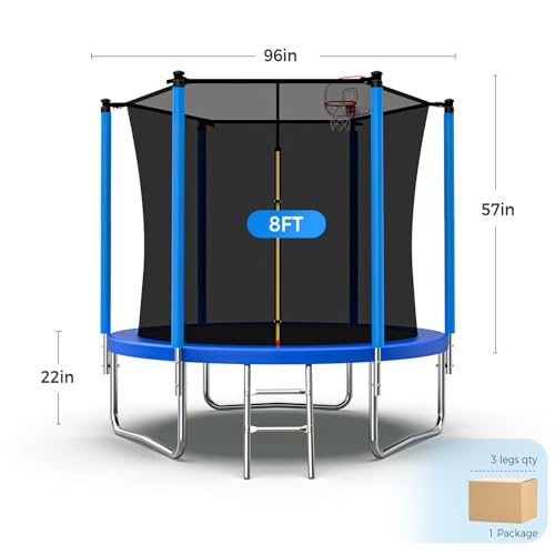Unovivy Heavy Duty Outdoor Trampoline with Safety Net & Basketball Hoop