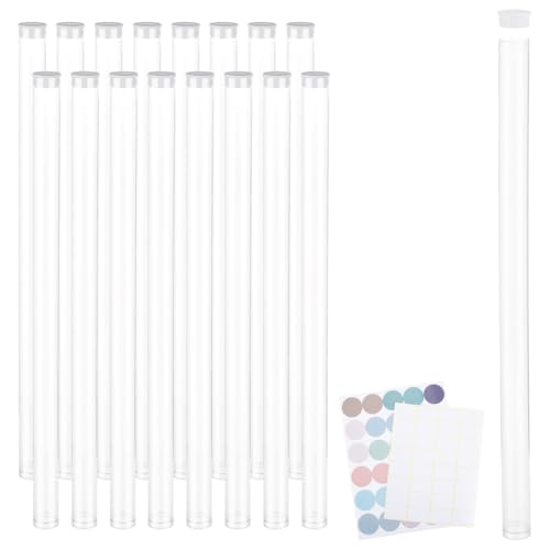 PH PandaHall 20 Pack Clear Plastic Tube 12.9 Inch Long Round Tubes Empty Tube Container with Lid Transparent Storage Tubes Rigid Tube for Incense Sticks Seed Beads Bath Salt Candy Party Favors
