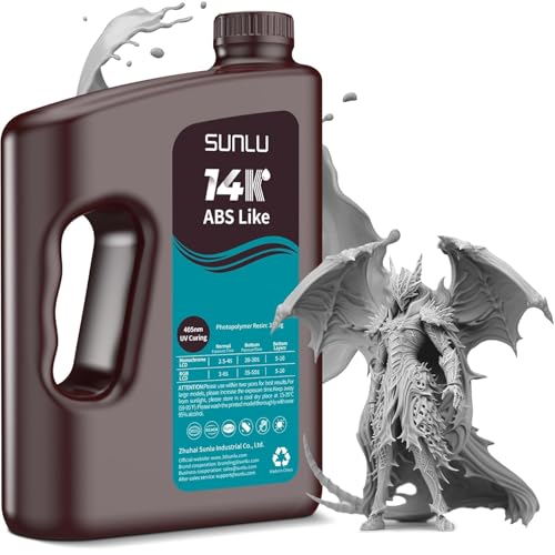 Image of SUNLU 14K ABS-Like 3D Printer Resin 2.0, Superior Precision, for Detail Printing Miniatures, Smooth Matte Surface,405nm UV Curing Photopolymer 3D Resin, 3KG, Grey