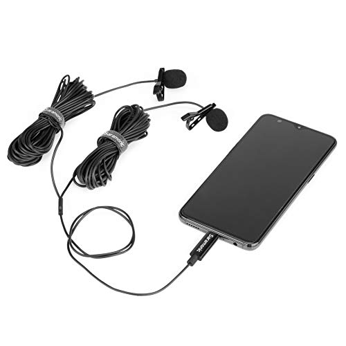 Image of Saramonic Dual USB Type-C Microphone, Omnidirectional Lavalier Microphone with USB C Adapter for Pixel Samsung Galaxy Android iPad Pro MagicBook YouTube, Vlog Video Recording, Interview (19.6ft)