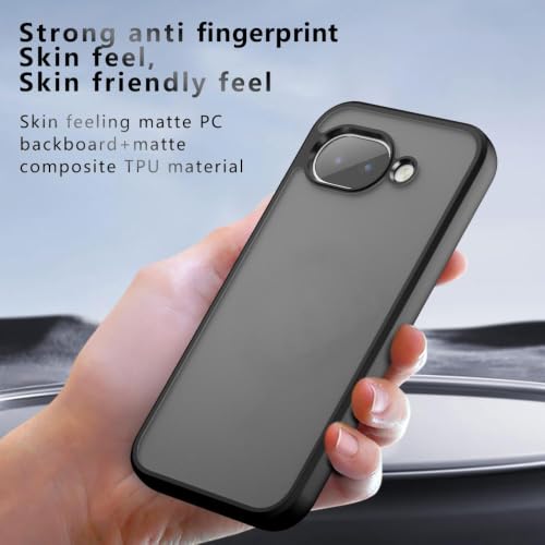 Image of Matte PC+TPU Phone Case for Google Pixel 10a, Black | Air Bag Protection, Anti-Fingerprint, Micro Arc Edge, Never Turns Yellow, Skin-Friendly Feel