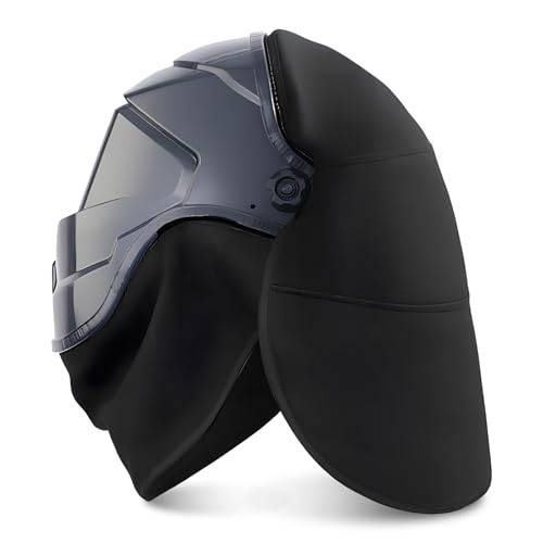 Image of 2 Pcs Welding Helmet Cover and Helmet Bib Set Helmets Extended Cover with Press Fit Seal Full Protection Welding Hood Accessories for Most Weld ing Helmets, Black