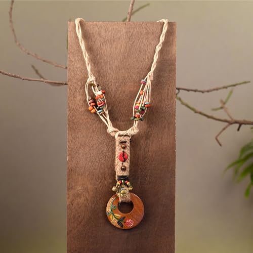 Image of AAKRITI ART CREATIONS Boho & Tribal Handcrafted Necklace Collection | Jute, Wooden & Brass Pendant Designs | Ethnic Collar, Loop & Statement Jewelry for Women | Artisan Festival & Everyday Wear