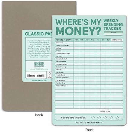 Knock Knock Weekly Money Tracker Pad, Weekly Spending Tracker Budget Pad (Pastel Version), 6 x 9-inches