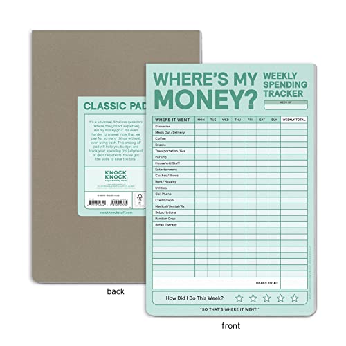 Knock Knock Weekly Money Tracker Pad, Weekly Spending Tracker Budget Pad (Pastel Version), 6 x 9-inches