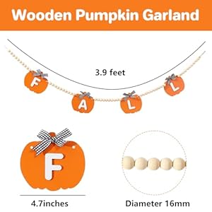 Fall Decor-Wooden Signboards Pumpkin Garland Fall Decorations for Home-Thanksgiving Farmhouse Pumpkins Wood Bead Garland Banner for Fireplace Mantel Walls Fall Decor Wooden Signboards Pumpkin Garland Fall Decorations for Home Thanksgiving Farmhouse Pumpkins Wood Bead Garland Banner for Fireplace Mantel Walls