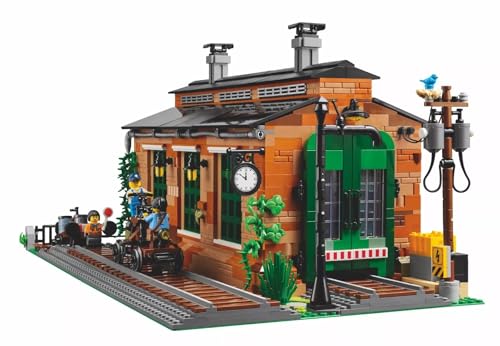 910033 Kit di costruzione per capanno motore vecchio treno - 2.331 pezzi - officina dettagliata con 6 minifigure, gru a ponte funzionante e scena di manutenzione ferroviaria realistica - Lego - Immagine 1