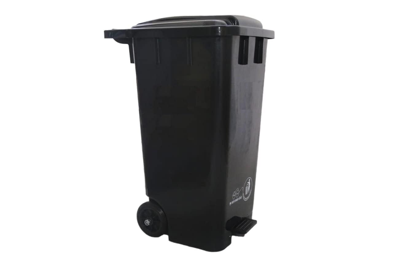 Hygiene Empire Dustbin With Pedal and Wheels 65 Ltr - Kitchen Waste Bin With Lid, Big Size Garbage Can (Black, Plastic)
