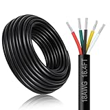 DEKIEVALE 18 Gauge 5 Conductor Electrical Wire, 16.4FT 18AWG Black PVC Stranded Tinned Copper 5 Wire Cable, 18/5 Flexible Extension Cable for LED Lamp Lighting, Automotive, Speaker, Access Control