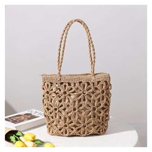 Straw Hollow Flower Straw Bag Woven Bag Women's Shoulder Portable Seaside Vacation Beach Rattan Bag4