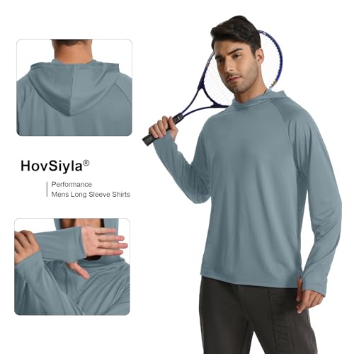 Men's Athletic Hoodies Moisture Wicking Long Sleeve Fishing Shirts UPF Sun Protection Rash Guards Shirts Thumb Hole4