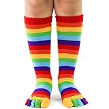 Foot Traffic Kids' Rainbow Socks, Knee-High Toe Socks, Colorful Striped Socks for Boys and Girls