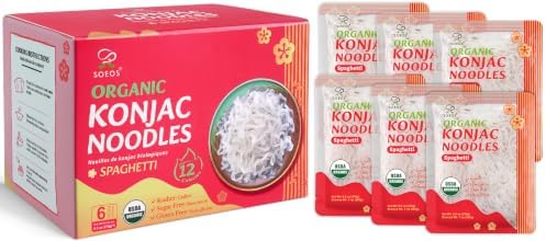 Soeos Organic Konjac Noodles, Spaghetti Style, 6 Packs (270g per Pack) – CReady-to-Eat, Low-Calorie & Low-Carb Rice Substitute for Keto & Vegan Diets