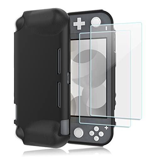 ProCase Protective Case for Nintendo Switch Lite with 2 Pack HD Clear Screen Protectors, Anti-Scratch Grip Case Shock-Absorption Soft TPU Cover for Full Protection and Ergonomic Design -Black