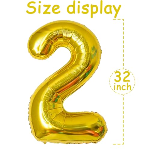 Image of 32 Inch Gold 2026 Number Foil Balloons | Foil Mylar Helium, Large Digital Balloon, For Birthday New Year Eve Christmas Festival Party, Graduation Decorations Supplies