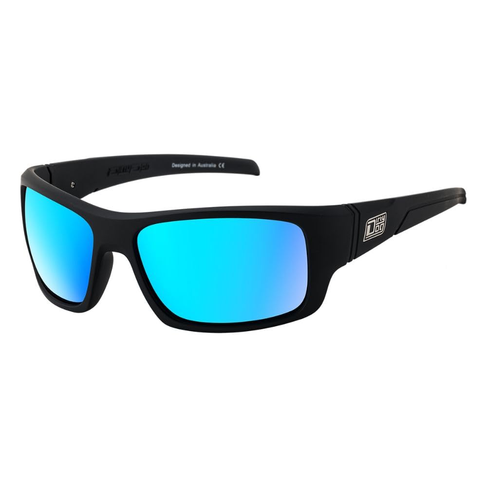 Dirty Dog Stray Herren-Sonnenbrille, Satin, Schwarz/Eisblau