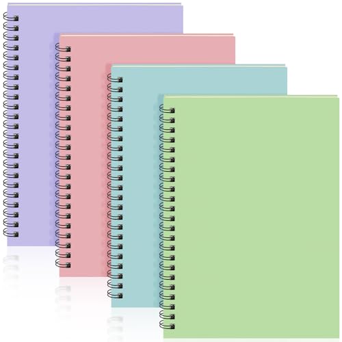 Image of Yahenda 4 Pcs Spiral Notebooks,1 Subject,Wide Ruled, Pastel Colors