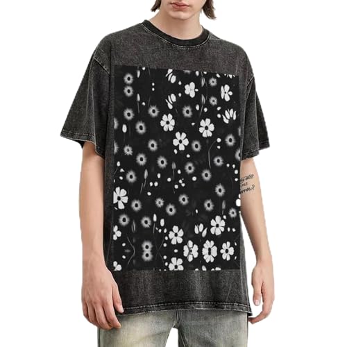 T-shirt vintage en coton manches courtes coupe surdimensionnée imprimé floral homme