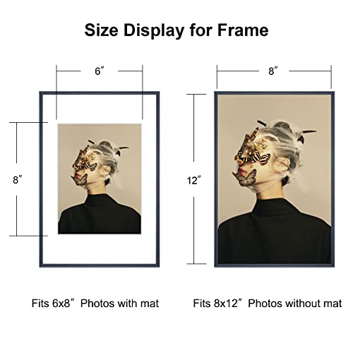 Fkvat 8X12 Picture Frame Set Of 4, Matted Black Simple Modern Thin Aluminum Metal Photo Frame Fits 6X8 With Mat Or 8 X 12 Without Mat Photo. Display For Tabletop Or Wall Collage. (8X12 Black). #TOP1