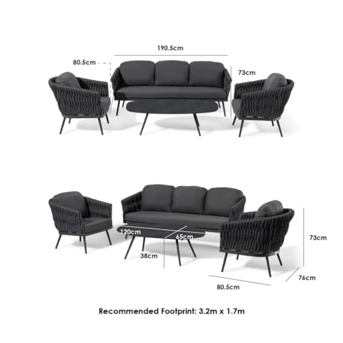 Image of Outdoor Rope 5 Seater Sofa Set | Balcony Sofa | Patio Conversation Sets | Rope Garden Sofa Set and Center Table Outdoor Indoor Furnitur Set(Grey)