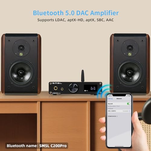 Image of SMSL C200 PRO DAC Headphone Amplifier, ES9039Q2M XU-316 HiFi MQA DAC Amp, DSD512 32Bit /768kHz, Type C USB /Opt /Coax /Bluetooth to RCA /TRS /4.4mm /6.35mm Headphone Amps for Gaming PS5 /Switch /PC