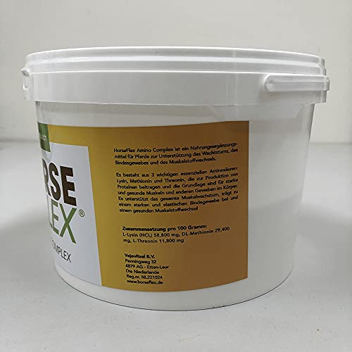 HORSE FLEX Amino Komplex Pulver für Pferde zur Unterstützung des Wachtstums, des Bindesgewebes und des Muskelstoffwechsels - 500 Gramm