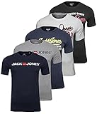  JACK & JONES Herren T-Shirt Logo 2 5er #1 PK, M