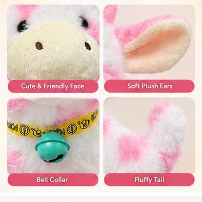 Image of Hopping Walking Plush Cow Toy with Sounds, Walking Cow Wiggling Tails, Twitching Mouth, Cute Soft Stuffed Animal Educational Interactive Toy for Baby Boys & Girls Kids