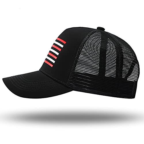 American Flag Trucker Hat - Snapback Hat, Baseball Cap For Men Women - Breathable Mesh Side, Adjustable Fit - For Casual Wear #TOP1