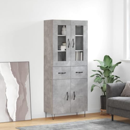 DYRJDJWIDHW aparador Blanco,Mueble de Salon,Mueble Auxiliar salón,Aparador Alto Madera contrachapada Gris hormigón 69,5x34x180 cmAdecuado para cocinas, Salones pasillos