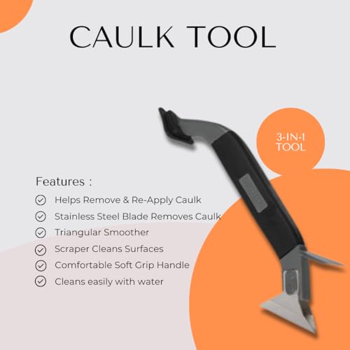 Image of HANDY DANDY Caulking Kit Bundle with Gorilla White Silicone Caulk(10oz), Drip-Free 10:1 Caulk Gun & 3-in-1 Tool - Waterproof Sealant for Bathroom, Kitchen, Window, Exterior - DIY Guide