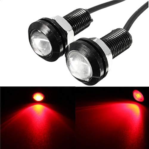 AUTO MT 18mm Eagle Eye Led Lights High Power 9W Red Daytime Running Light Car Motorcycle DRL Car Accessories Marker Light Fog Lamp Backup Marker Light (2PC RED 18MM 9W Eagle Eye Led Lights)