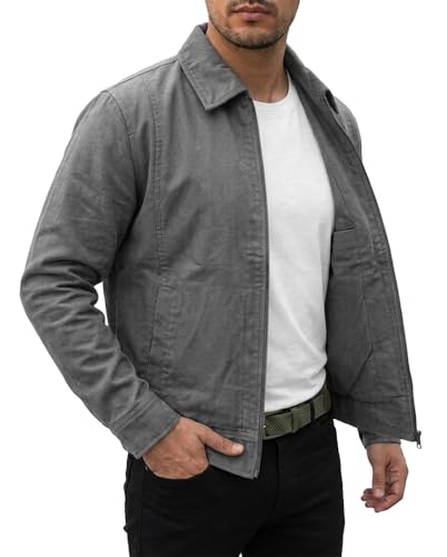 Image of Summer Lightweight Canvas Cotton Jacket Men - Punk Gothic Brando Biker Coat Classic Rock Streetwear Belted Jacket