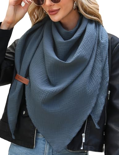UMIPUBO Schal Damen Baumwolle Musselin Halstuch Dreiecksschal Dreieckstuch Herbst Unifarben Schal Halten Sie Warm Musselintuch Bequem Groß Elegant Leicht Scarf Damen Stola...